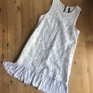 2/$30 Kensie Small White Dress Scalloped Lace Overlay Chunky Back Zipper